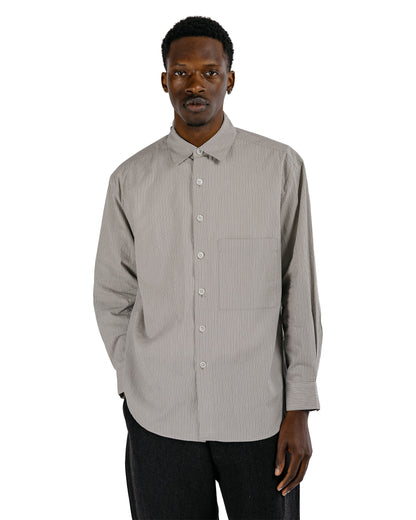 evan kinori Big Shirt Two Organic Cotton Stripe Light Grey/Black