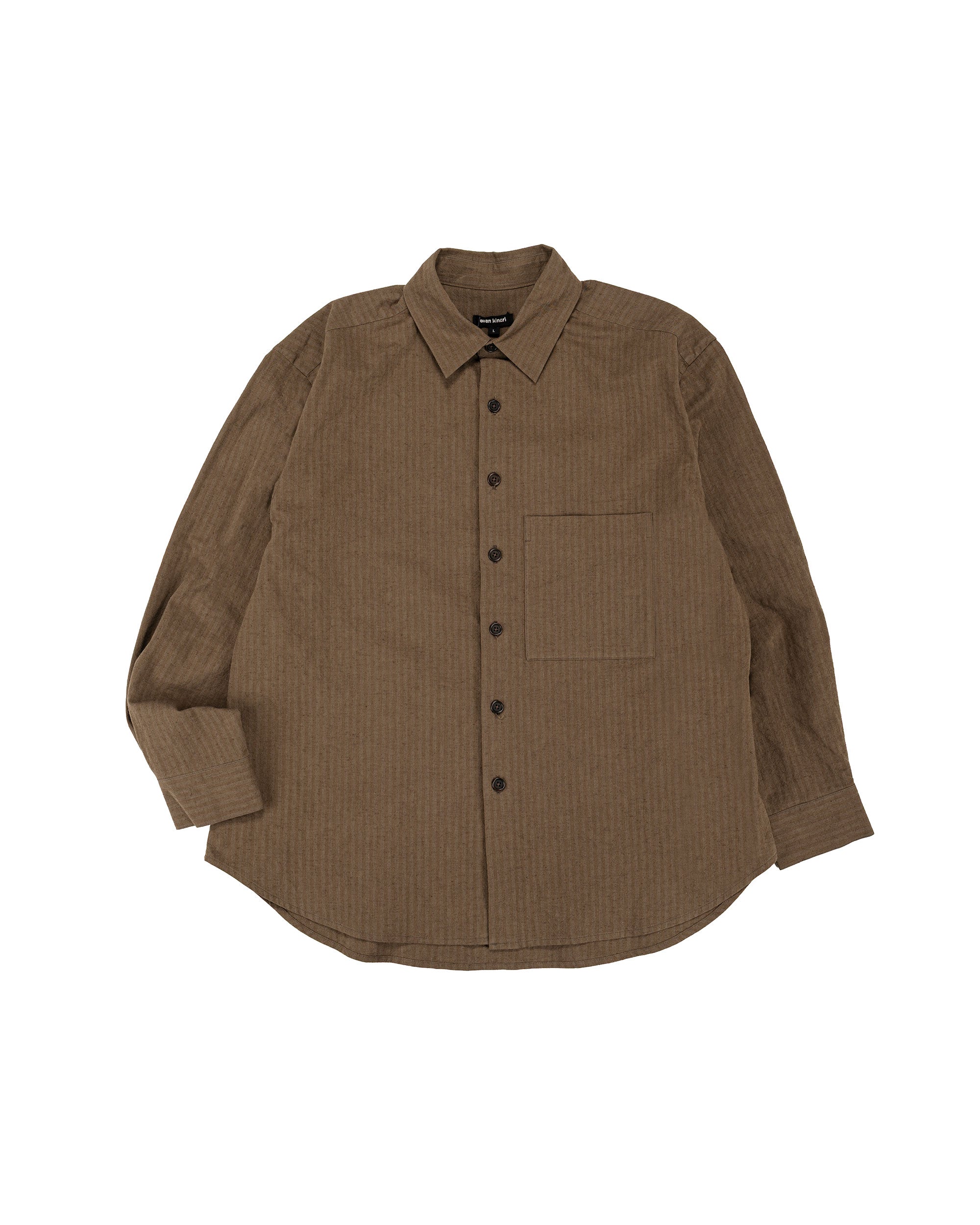 evan kinori Big Shirt Two Hemp/Cotton Stripe Charcoal/Dark Olive