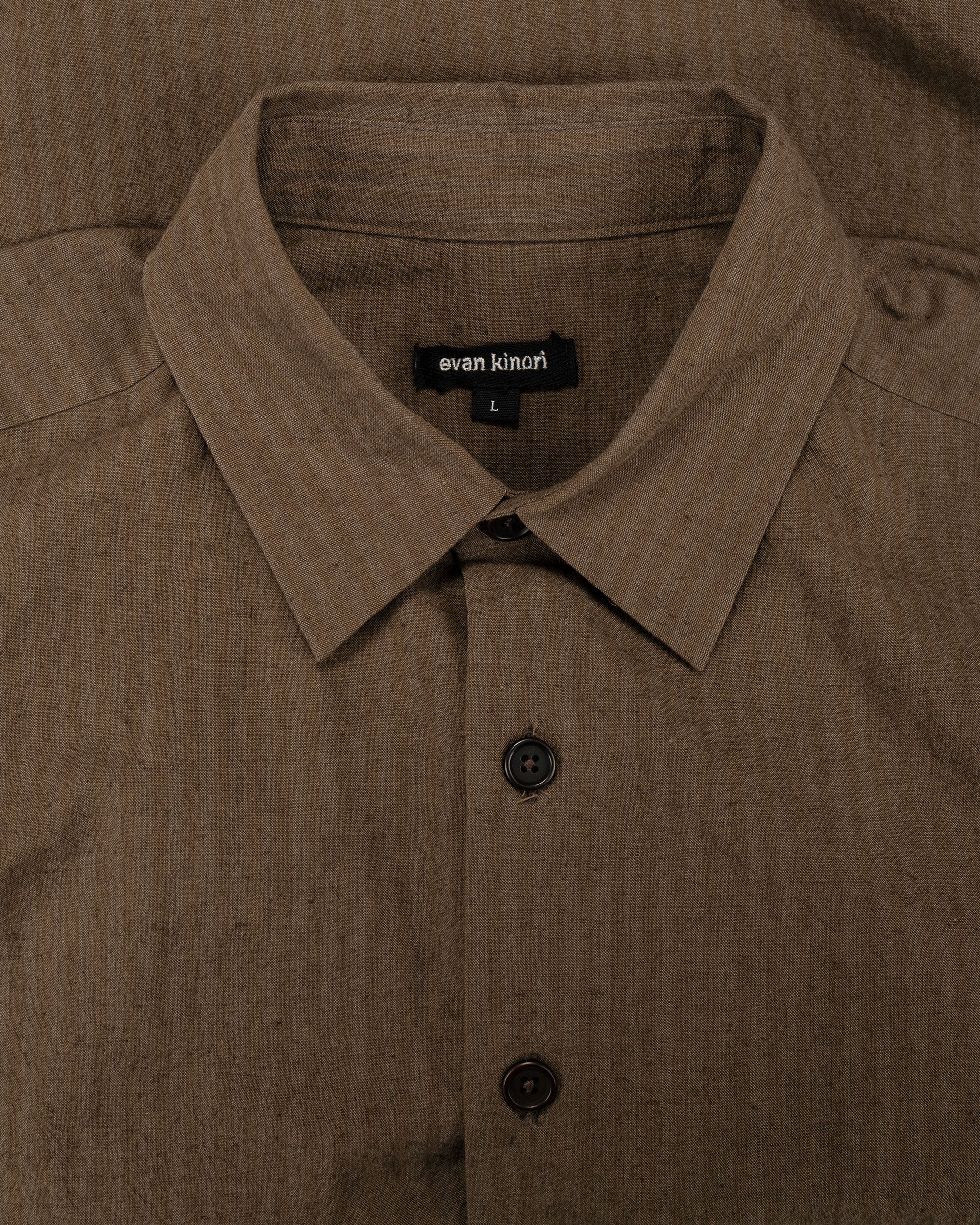 evan kinori Big Shirt Two Hemp/Cotton Stripe Charcoal/Dark Olive