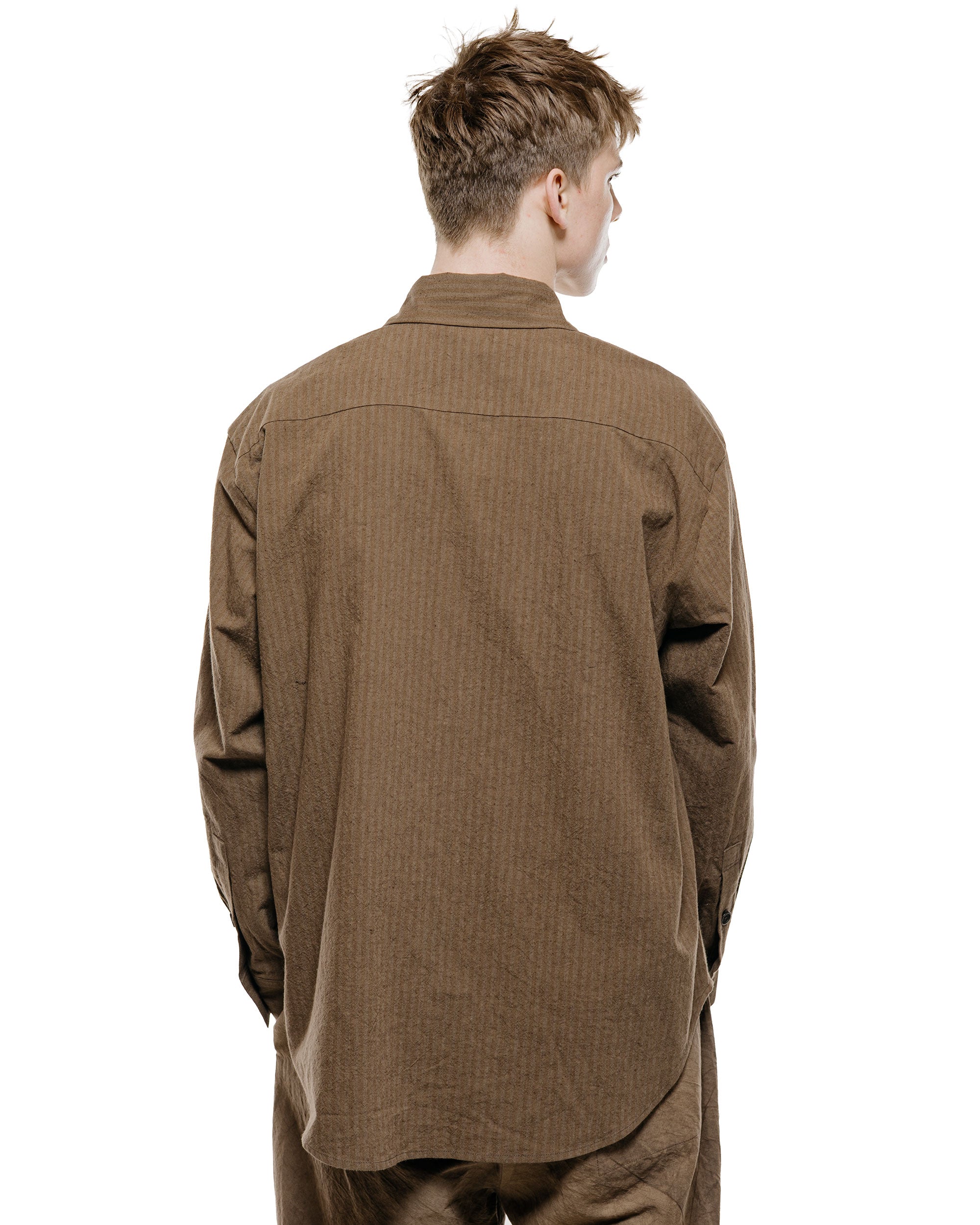 evan kinori Big Shirt Two Hemp/Cotton Stripe Charcoal/Dark Olive