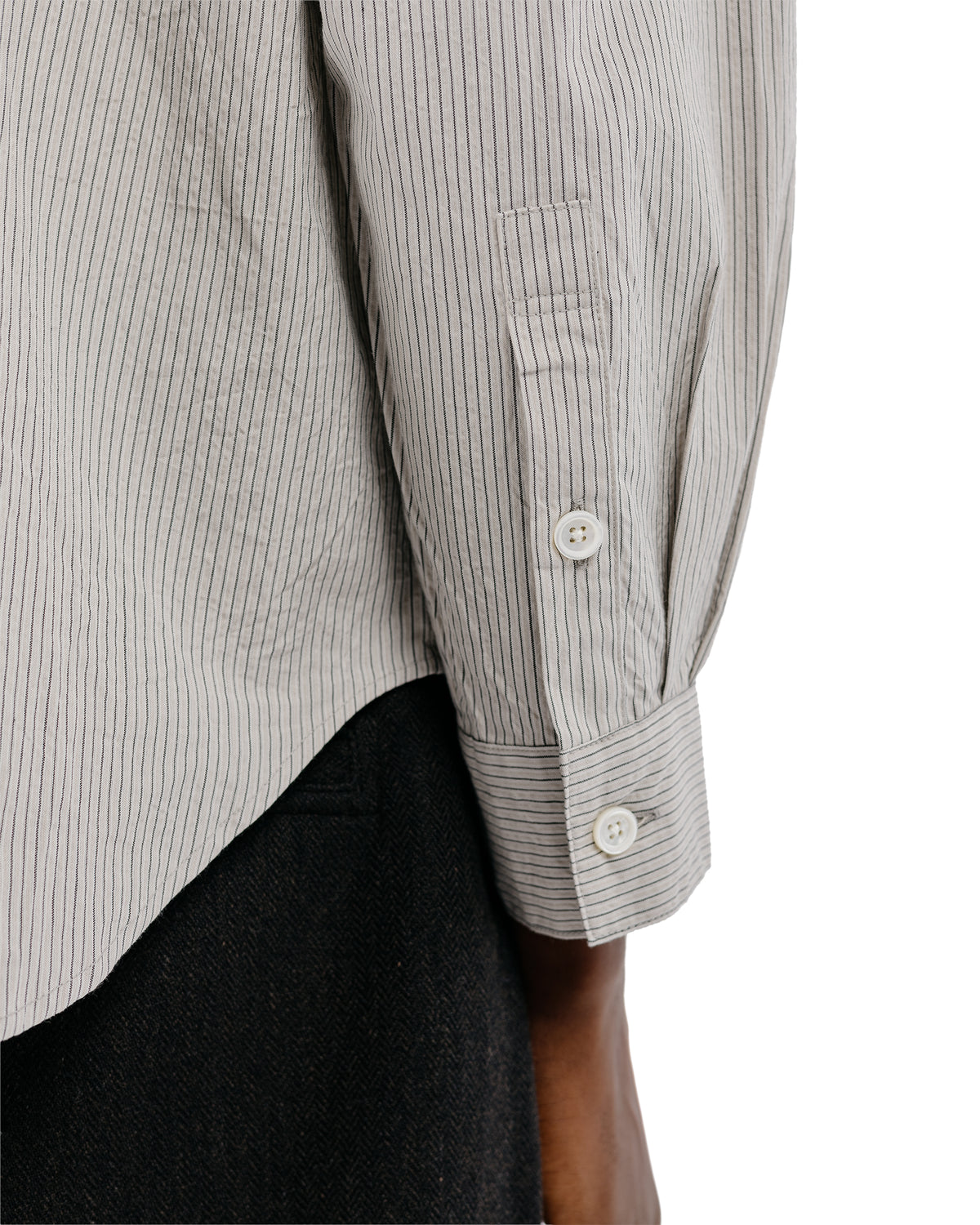 evan kinori Big Shirt Two Organic Cotton Stripe Light Grey/Black