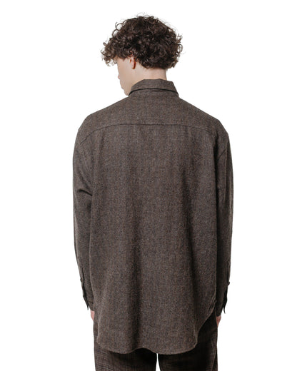 evan kinori Big Shirt Two Undyed Wool H-Bone Dark Brown