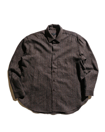 evan kinori Big Shirt Two Undyed Wool H-Bone Dark Brown