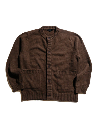 evan kinori Crewneck Cardigan Undyed Yak Wool Dark Brown