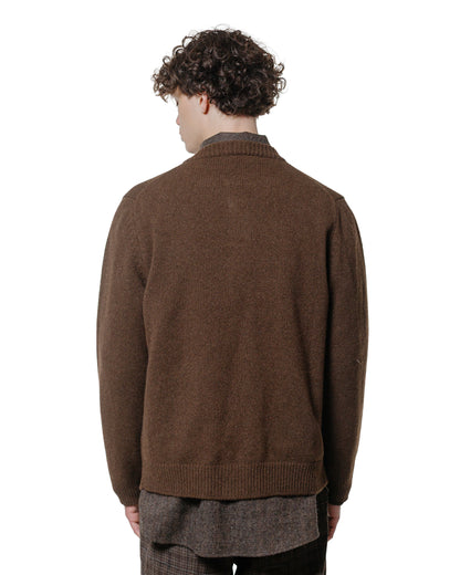 evan kinori Crewneck Cardigan Undyed Yak Wool Dark Brown