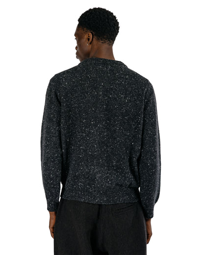 evan kinori Crewneck Cardigan Wool Cashmere Tweed Black