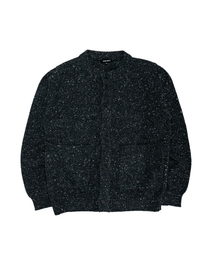 evan kinori Crewneck Cardigan Wool Cashmere Tweed Black
