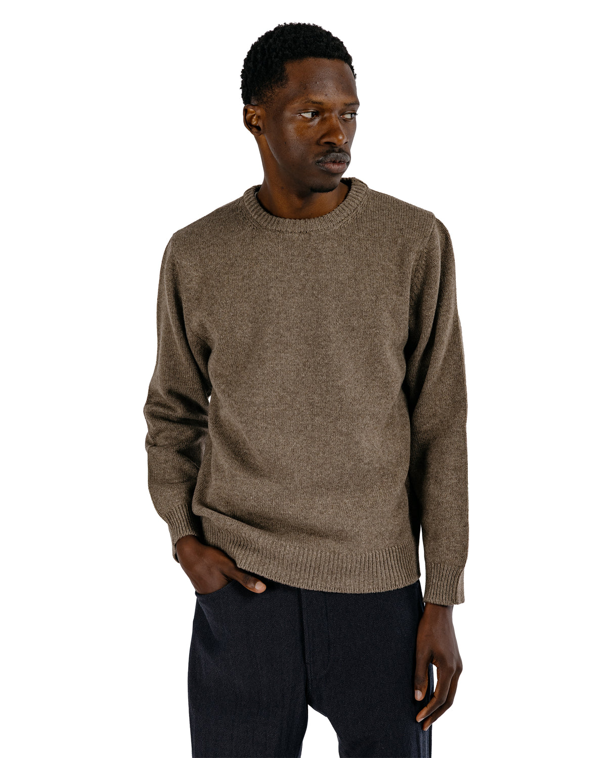 evan kinori Crewneck Sweater Undyed Yak Wool Light Brown