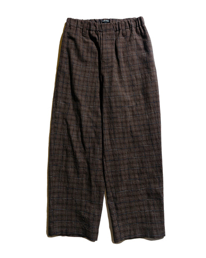 evan kinori Elastic Pant Kasuri Wool Check Brown/Beige/Navy