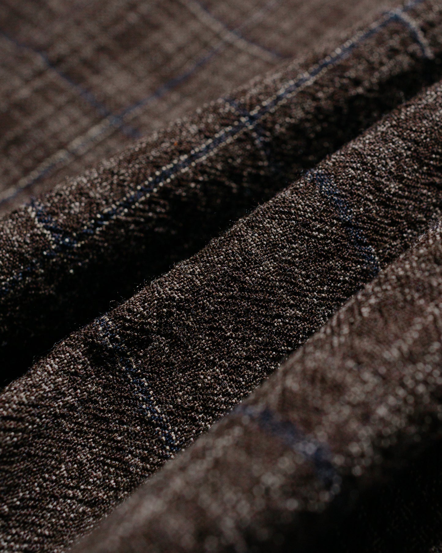 evan kinori Elastic Pant Kasuri Wool Check Brown/Beige/Navy