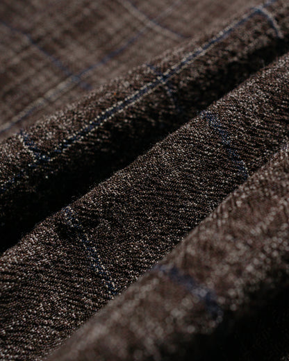 evan kinori Elastic Pant Kasuri Wool Check Brown/Beige/Navy