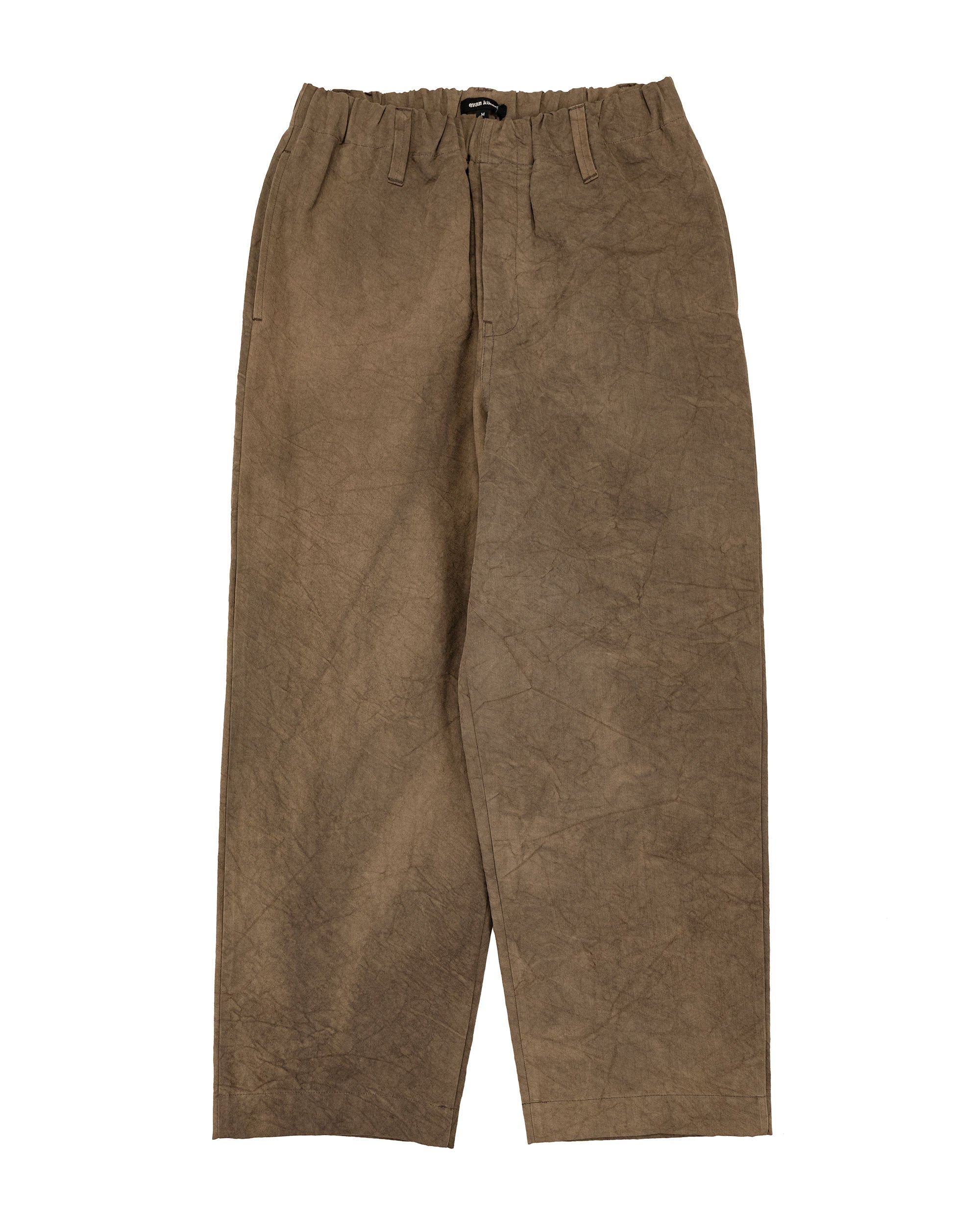 evan kinori Elastic Pant Kasuri Wool Check Brown/Beige/Navy