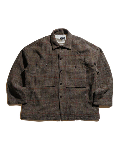 evan kinori Field Shirt Two Wool H-Bone Check Dark Olive/Charcoal