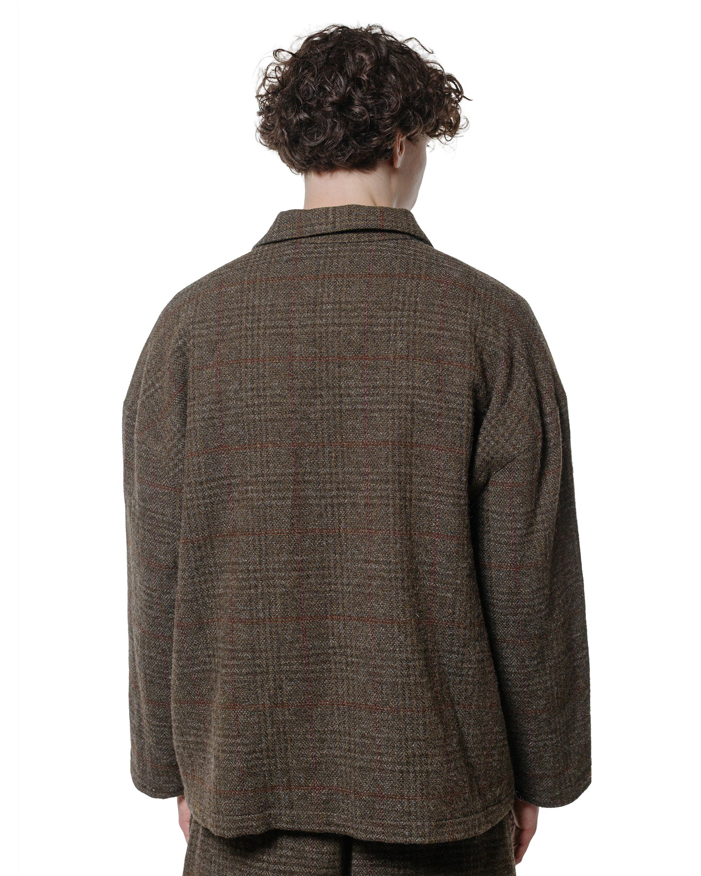 evan kinori Field Shirt Two Wool H-Bone Check Dark Olive/Charcoal
