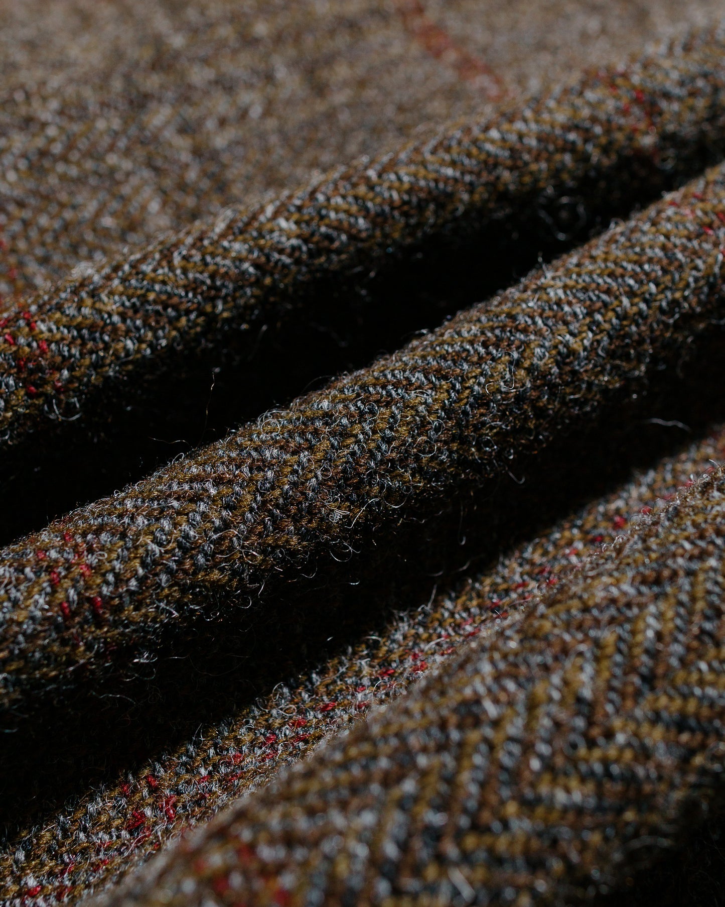 evan kinori Field Shirt Two Wool Herringbone Check Dark Olive/Charcoal