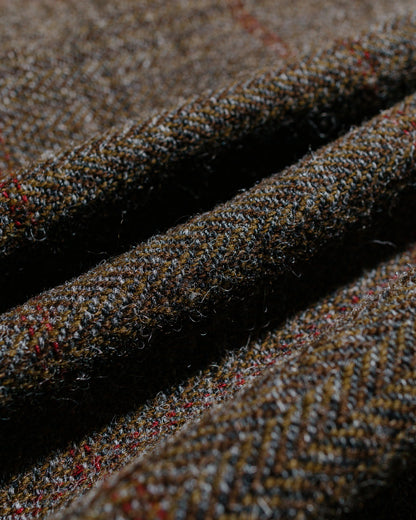 evan kinori Field Shirt Two Wool Herringbone Check Dark Olive/Charcoal