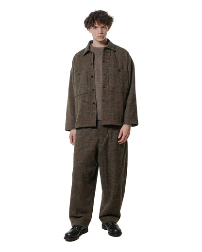 evan kinori Field Shirt Two Wool H-Bone Check Dark Olive/Charcoal