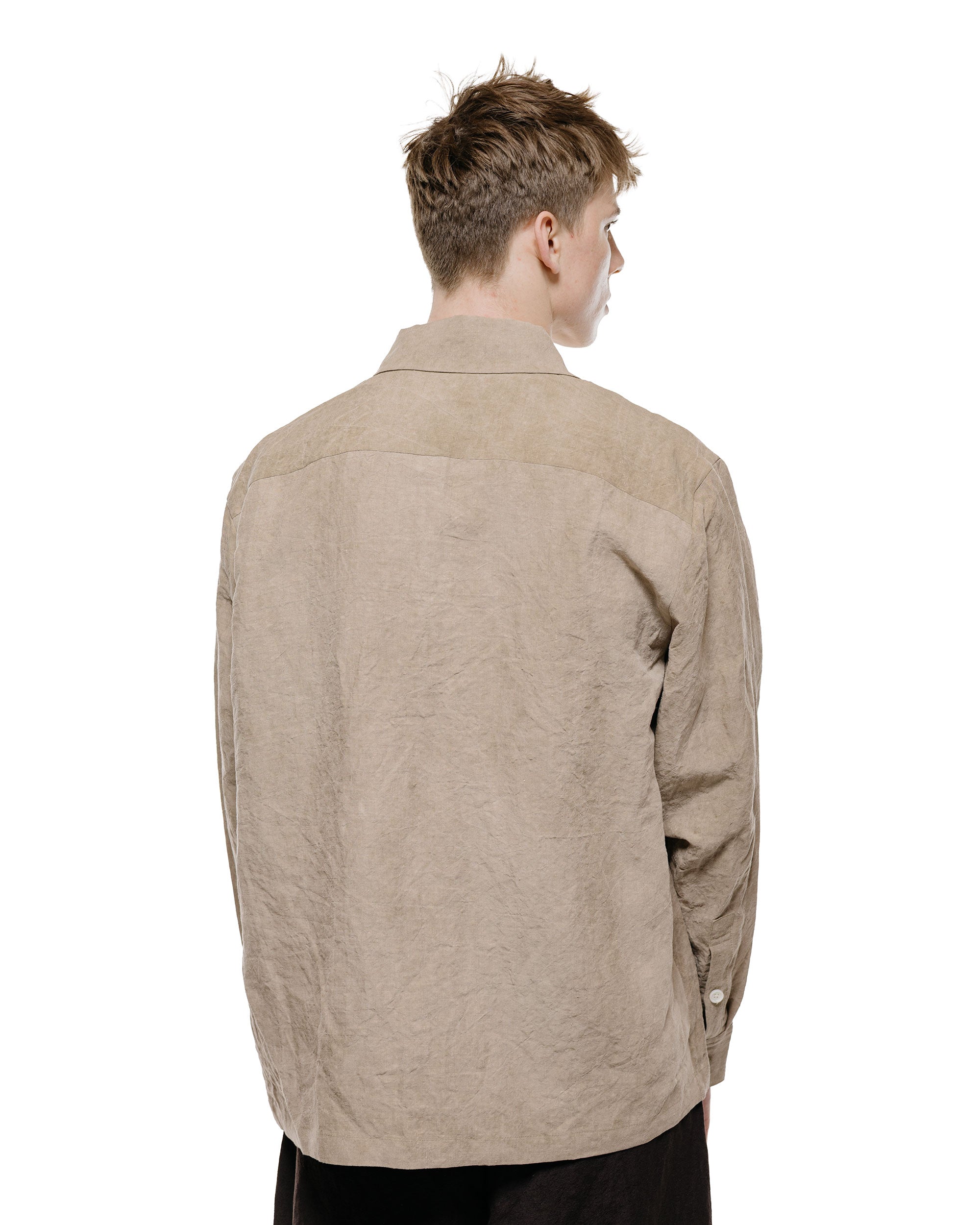 evan kinori Flat Hem Shirt Cold Dyed Hemp Dark Beige