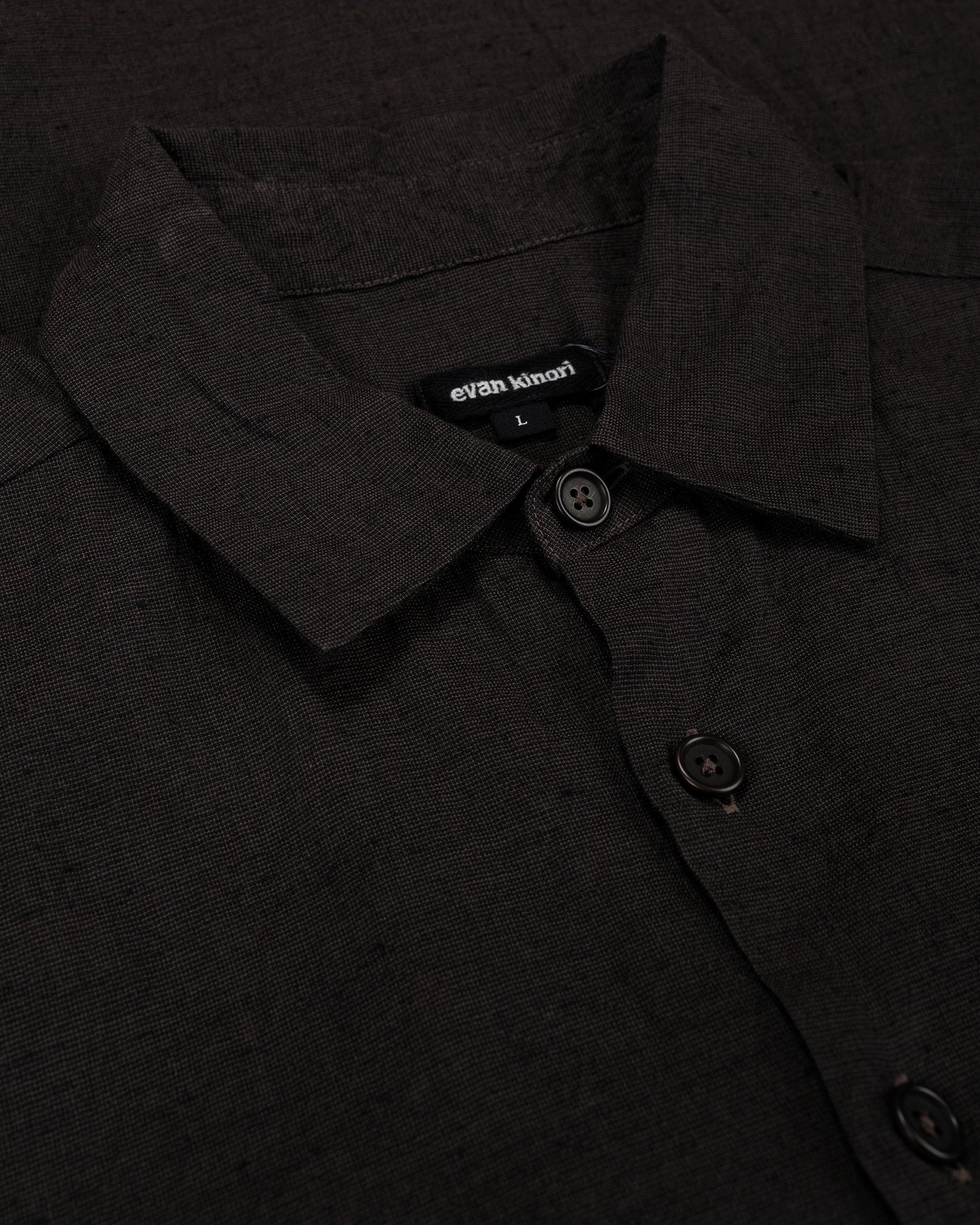 lost & found evan kinori evan kinori Flat Hem Shirt Linen/Cotton Summercloth Brown/Navy