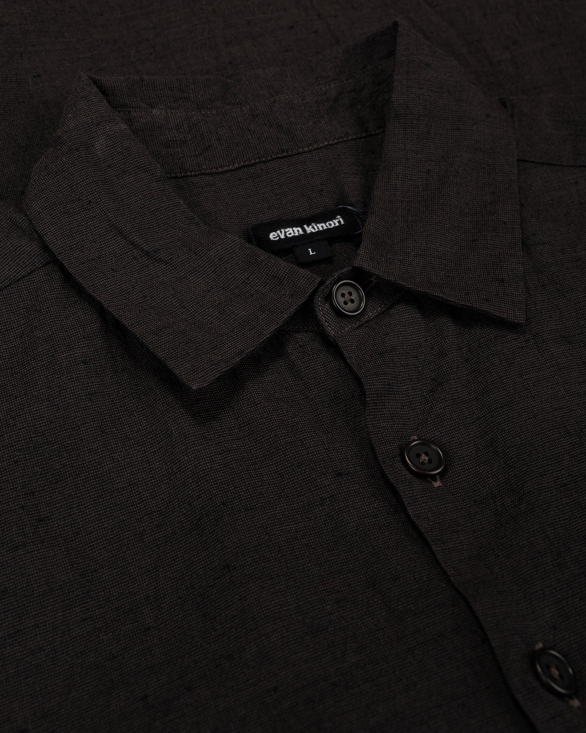 lost & found evan kinori evan kinori Flat Hem Shirt Linen/Cotton Summercloth Brown/Navy