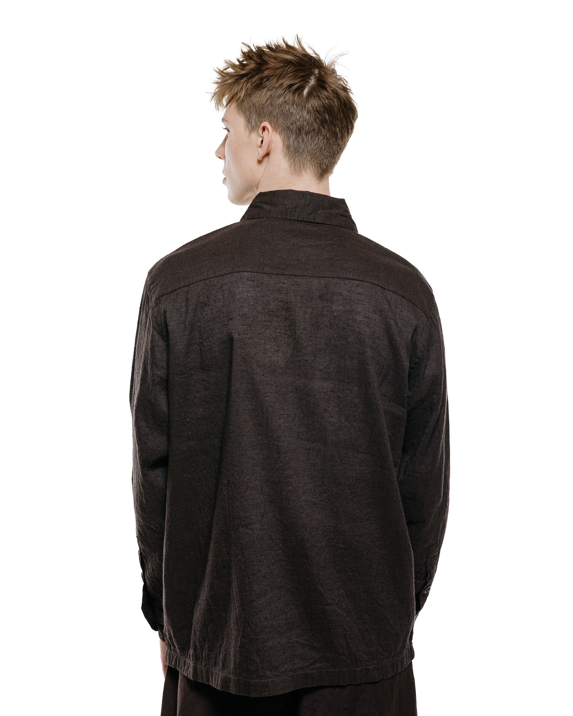 lost & found evan kinori evan kinori Flat Hem Shirt Linen/Cotton Summercloth Brown/Navy