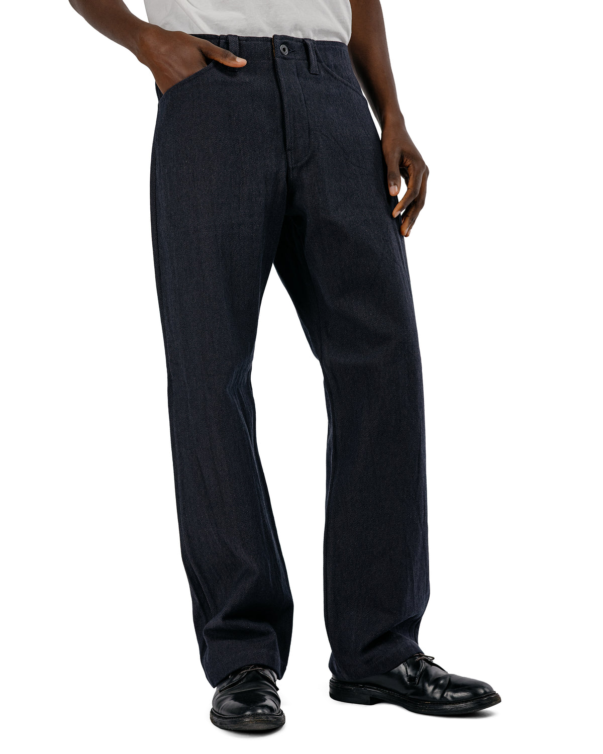 evan kinori Four Pocket Pant Yarn Dyed Cotton Twill Navy/Grey