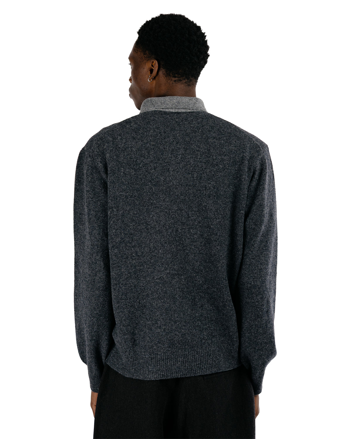 evan kinori Knit Polo Yak Wool Charcoal/Light Grey