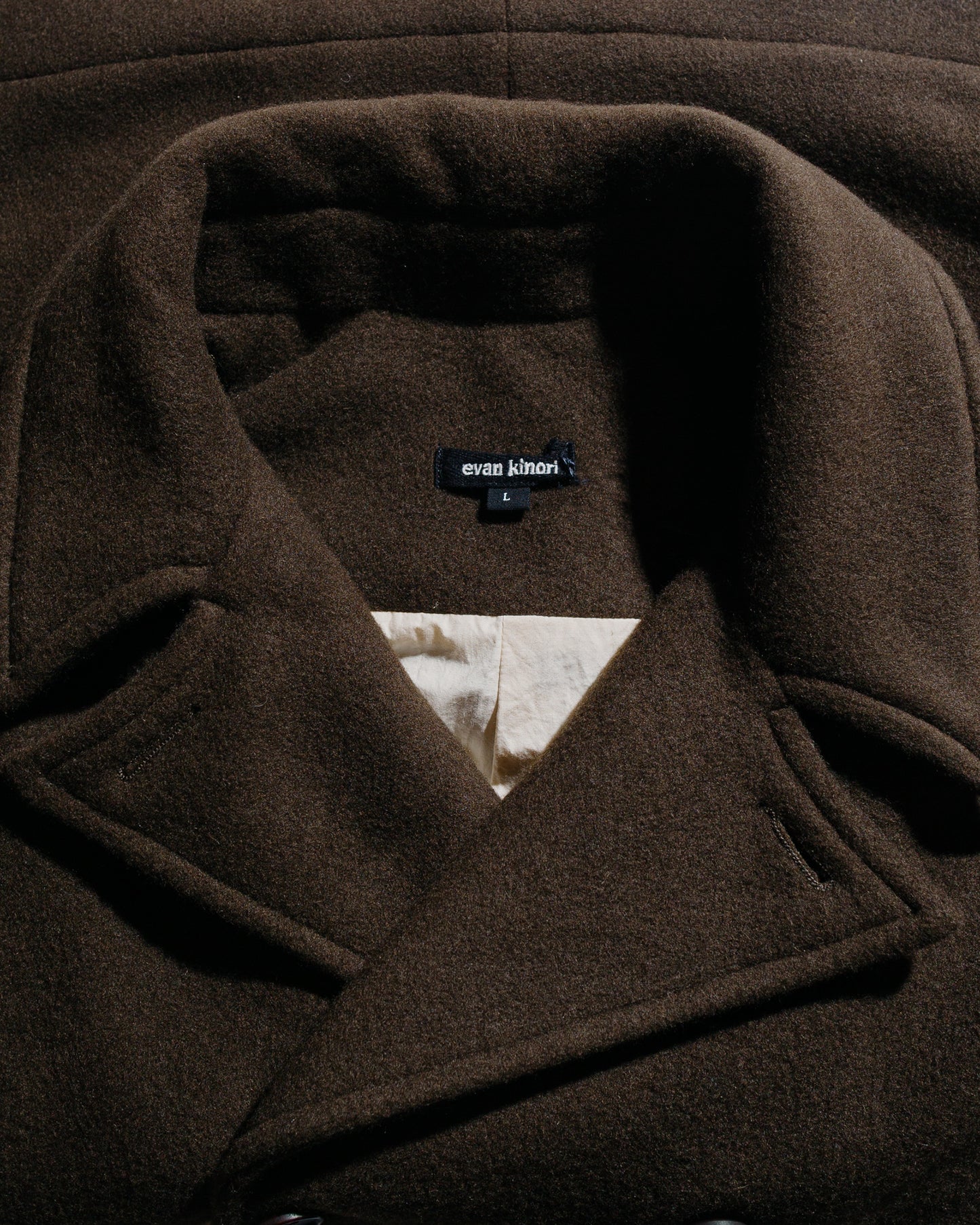 evan kinori Peacoat Wool/Cotton Melton Dark Olive
