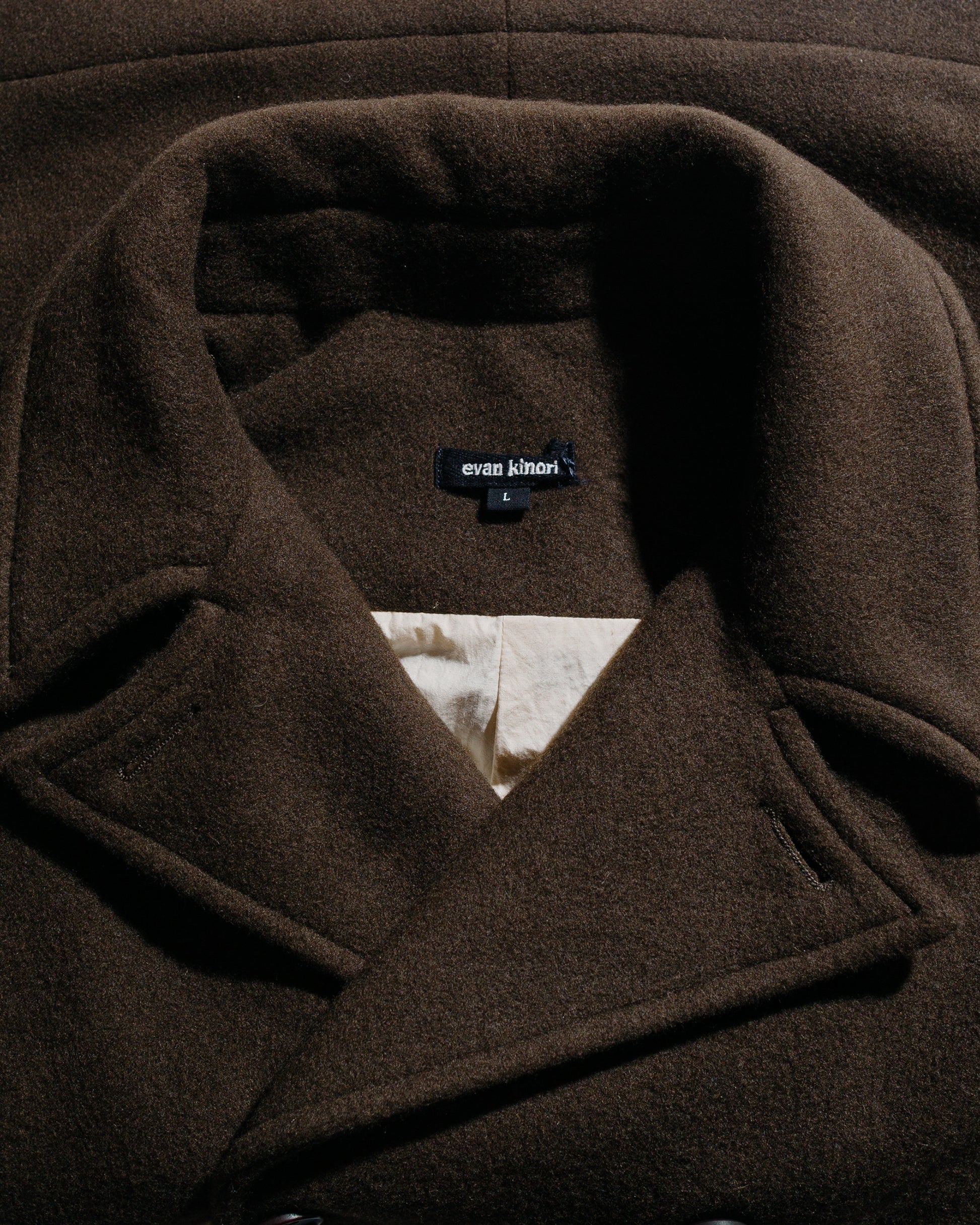 evan kinori Peacoat Wool/Cotton Melton Dark Olive