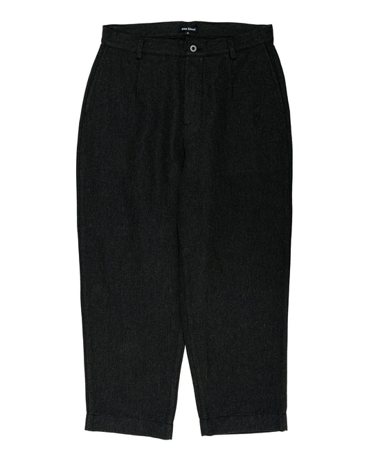lost & found evan kinori evan kinori Single Pleat Pant Wool Linen Herringbone Black/Brown