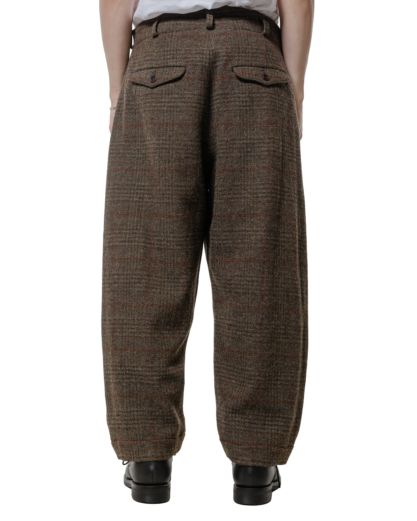 evan kinori Two Pleat Pant Wool H-Bone Check Dark Olive/Charcoal