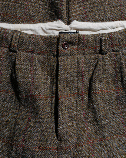 evan kinori Two Pleat Pant Wool H-Bone Check Dark Olive/Charcoal