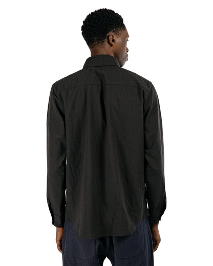 evan kinori Two Pocket Shirt Worsted Wool Check Olive/Black