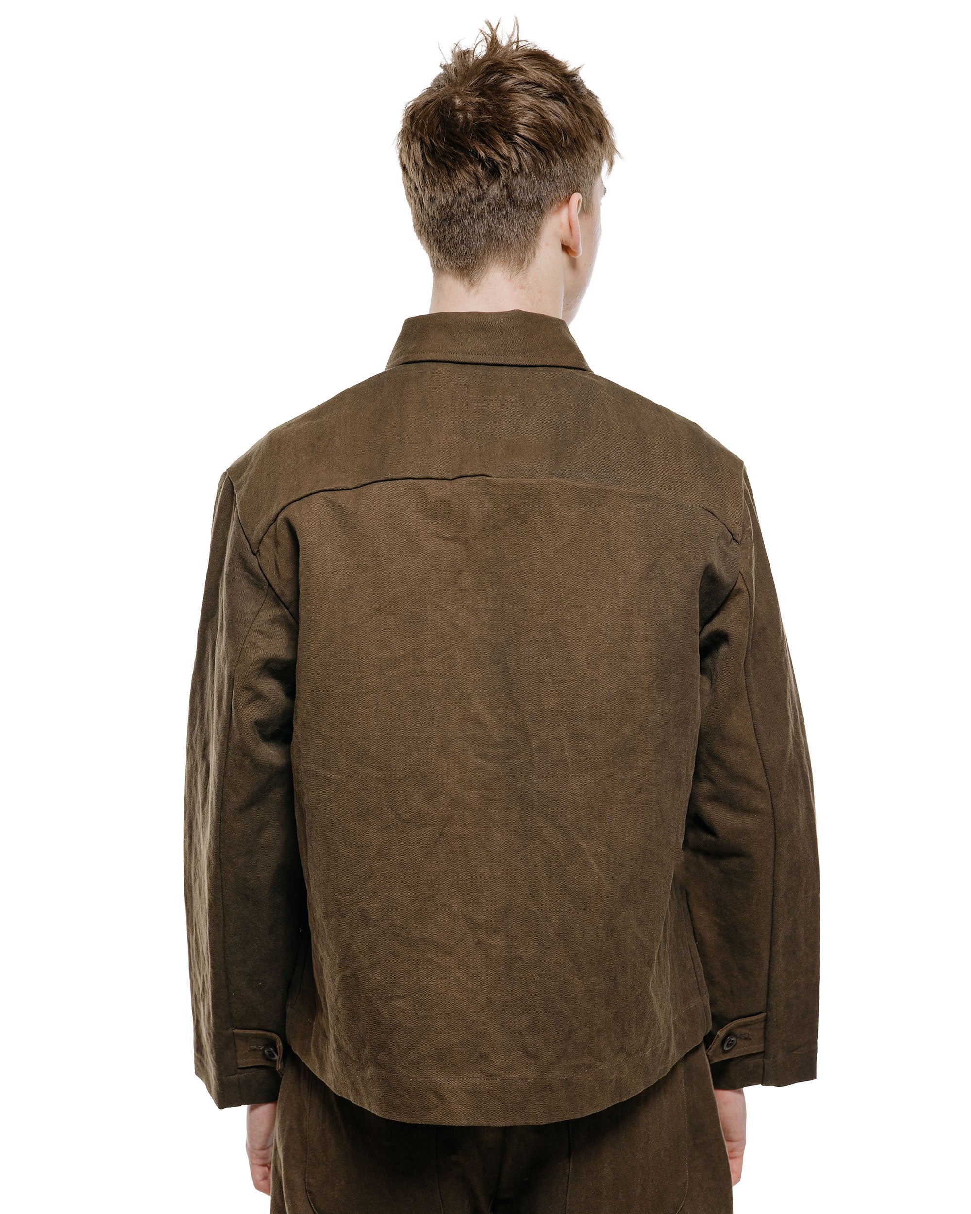 evan kinori Zip Jacket Cotton/Washi Canvas Dark Olive Sumi Ink Dye