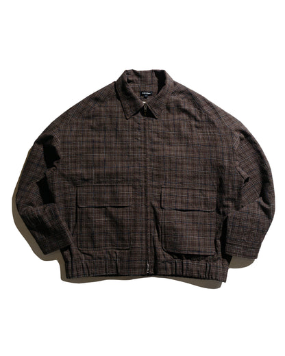 evan kinori Zip Jacket Two Kasuri Wool Check Brown/Beige/Navy