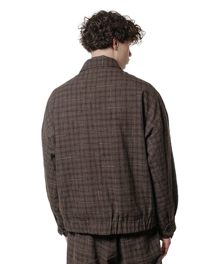 evan kinori Zip Jacket Two Kasuri Wool Check Brown/Beige/Navy