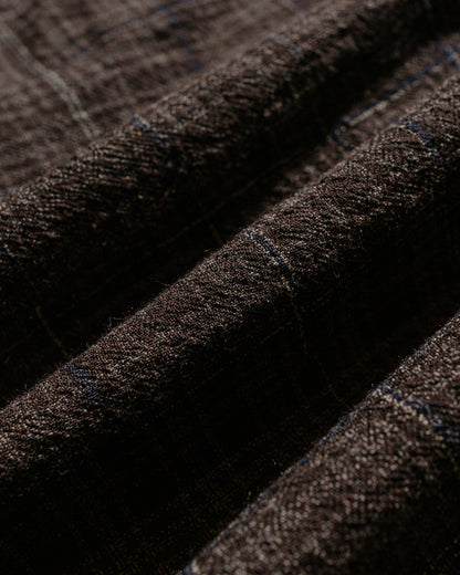 evan kinori Zip Jacket Two Kasuri Wool Check Brown/Beige/Navy