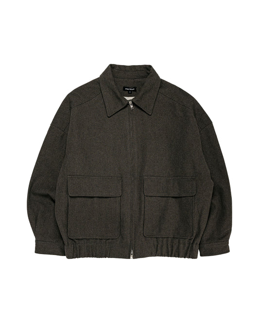 evan kinori Zip Jacket Two Top Dyed Cotton Kersey Olive Heather