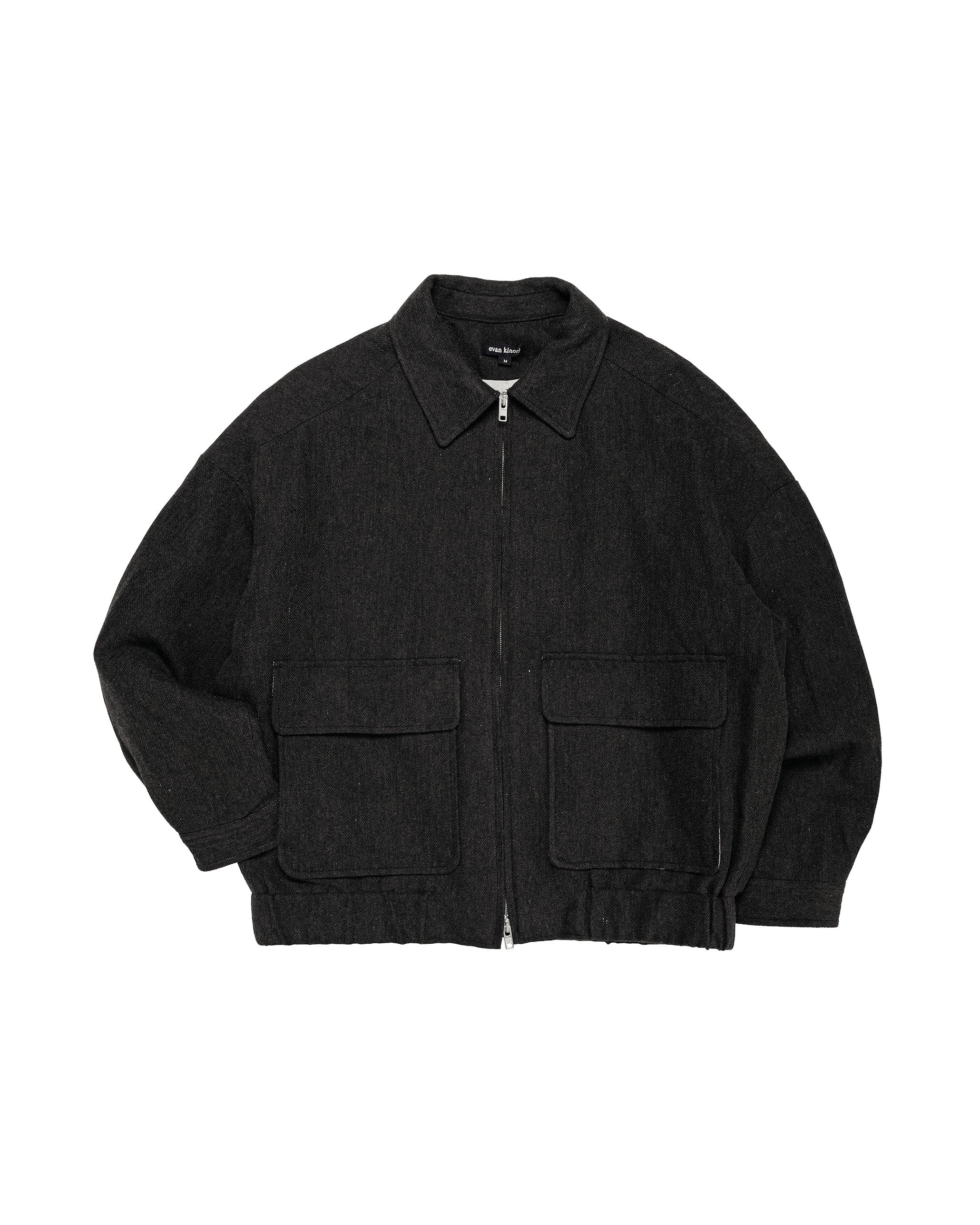 evan kinori Zip Jacket Two Kasuri Wool Check Brown/Beige/Navy