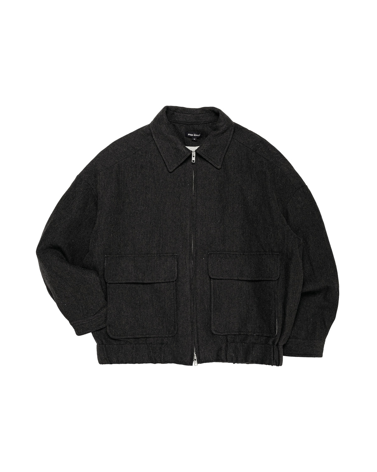 evan kinori Zip Jacket Two Wool Linen Herringbone Black/Brown