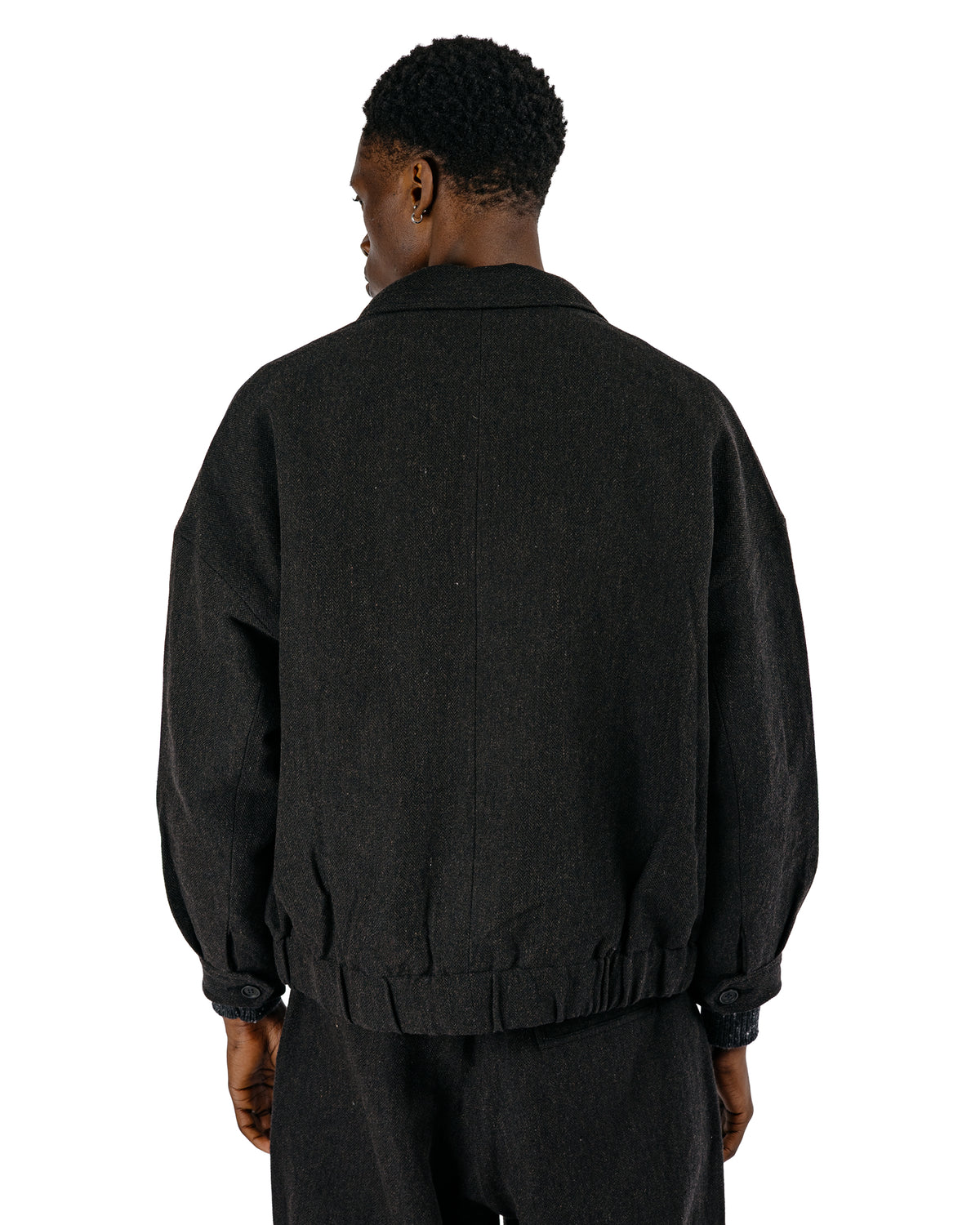 evan kinori Zip Jacket Two Wool Linen Herringbone Black/Brown