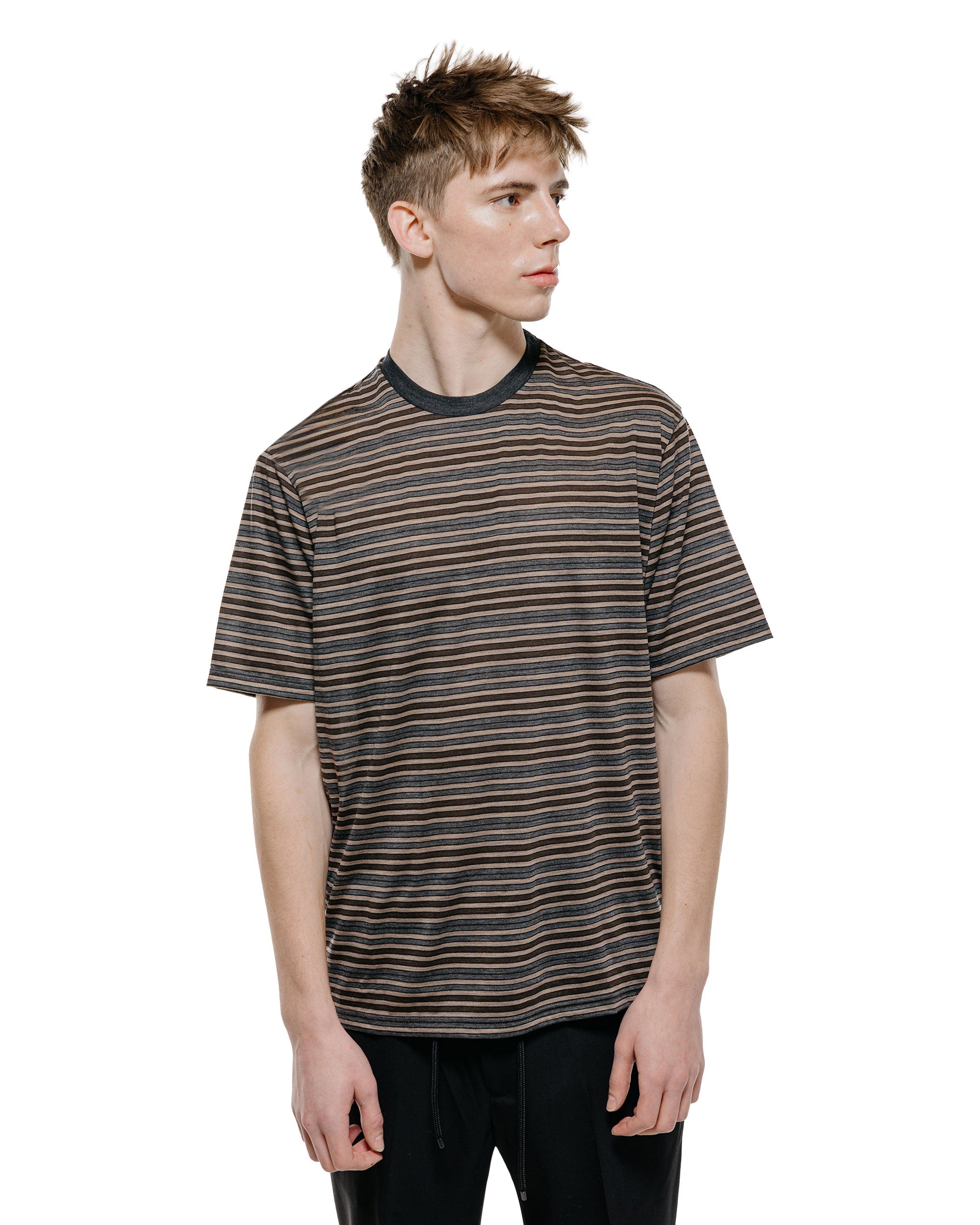 marka Crew Neck Tee Super120s Washable Wool Jersey Beige Border