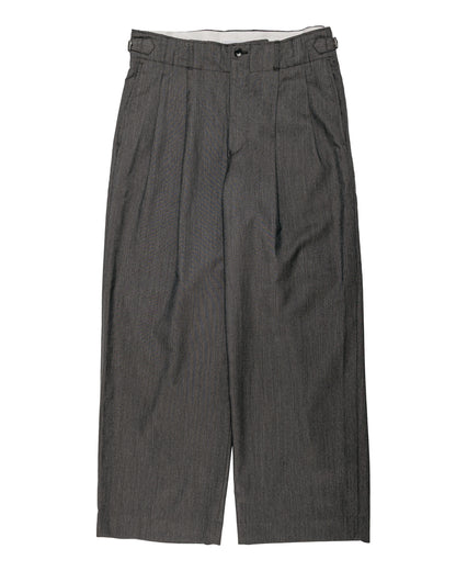 marka 2/60 Wool Gabardine Double Pleated Military Trouser Brown Gray