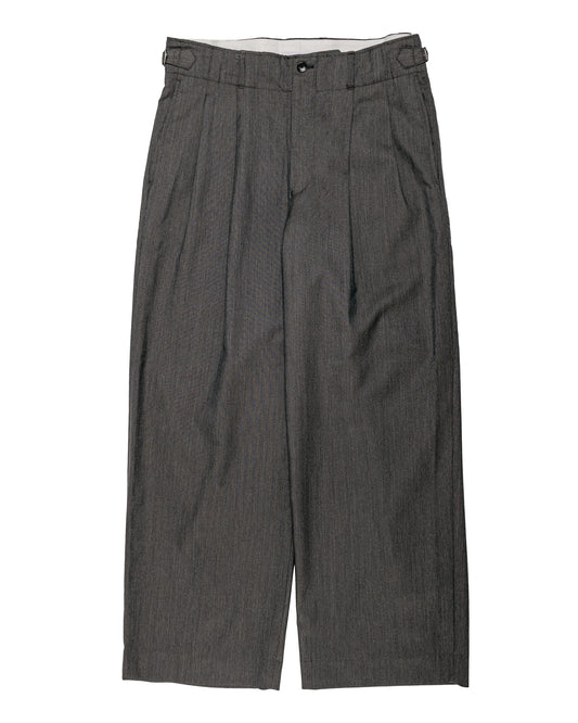 marka 2/60 Wool Gabardine Double Pleated Military Trouser Brown Gray