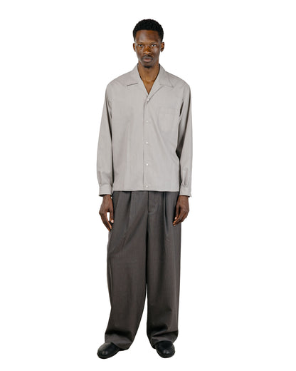 marka 2/60 Wool Gabardine Double Pleated Military Trouser Brown Gray
