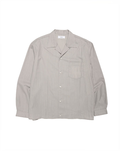 marka 2/60 Wool Tropical Melange Open Collar L/S Shirt With Hem Tab Light Gray
