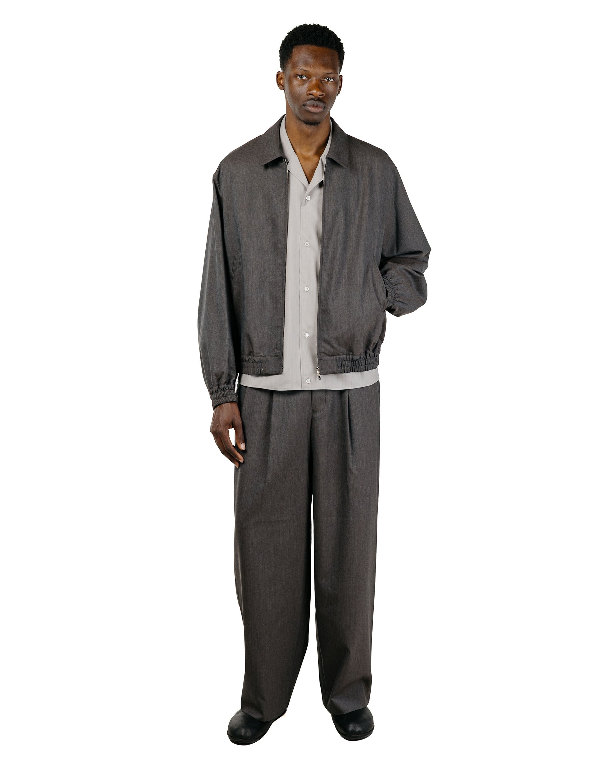 marka 2/60 Wool Tropical Melange Zip Blouson Brown Gray