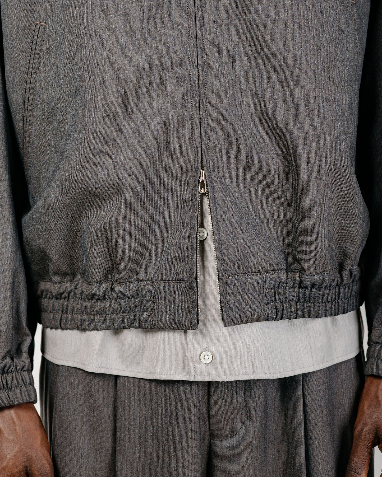 marka 2/60 Wool Tropical Melange Zip Blouson Brown Gray
