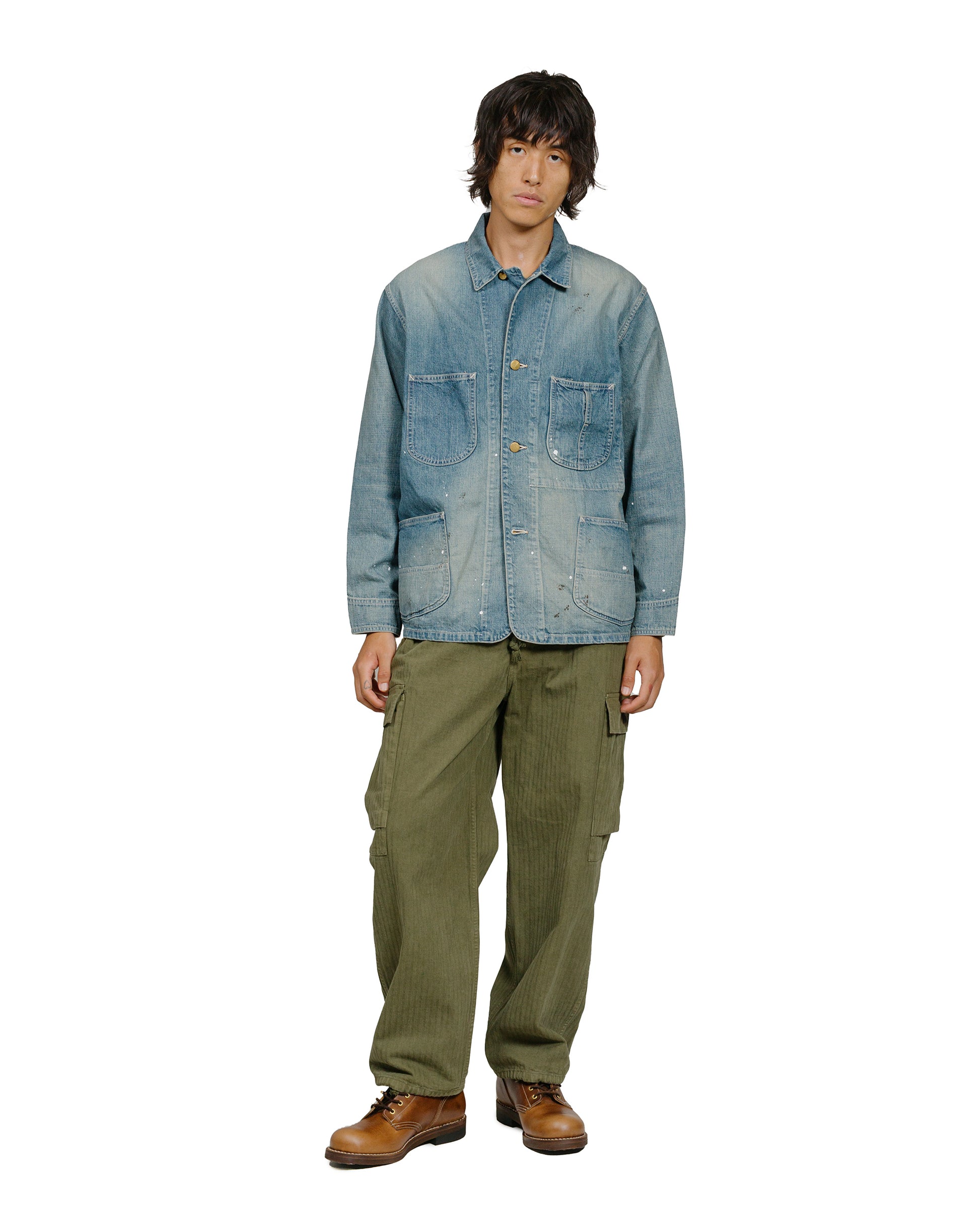 marka 91-J Coverall Cotton 10oz Denim Used Washed model full