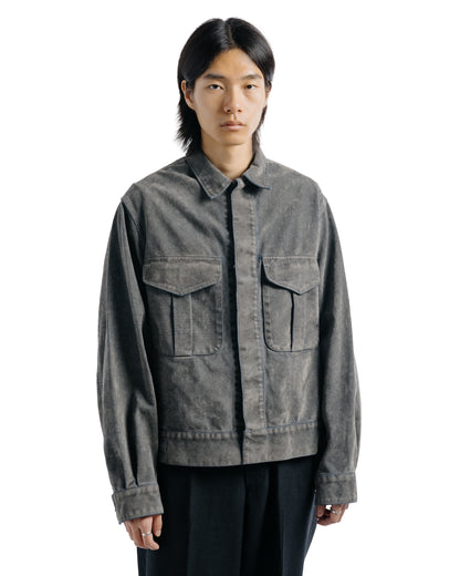marka Canadian Military Jacket Velvet-Flocked Organic Cotton Denim Gray